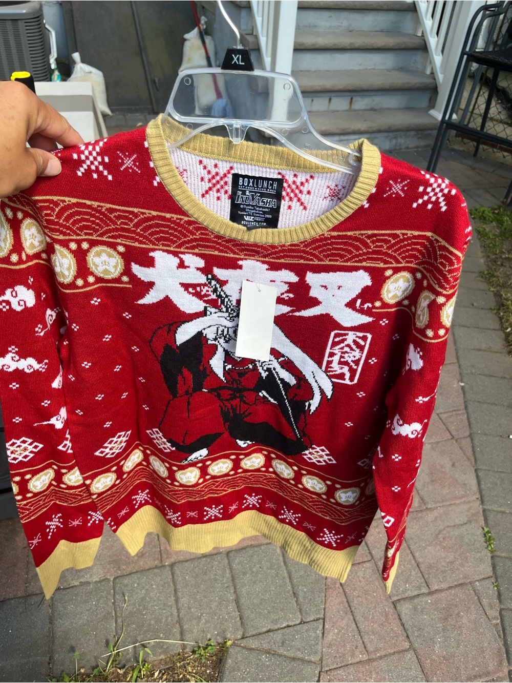 BoxLunch Red Anime Graphic Holiday Sweater - Men's small